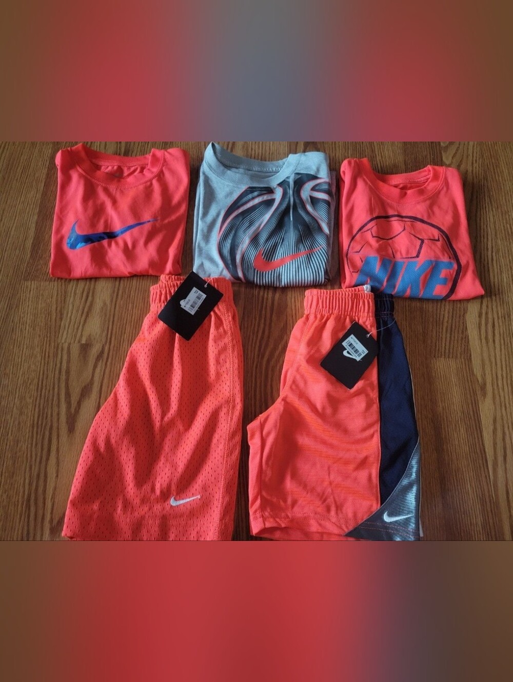 Boys 4 Nike Shirt and Shorts Lot Bright Crimson